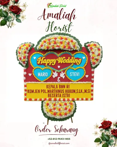 Karangan Papan Bunga Pernikahan di Patingalloang